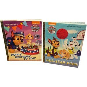 2 Nickelodeon Paw Patrol Little Golden Books Puppy Birthday All Star Pups